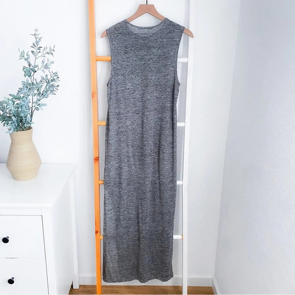 Alexander Wang Heather Linen Muscle Maxi Long Dress Gray Side Slit XS - Picture 5 of 15